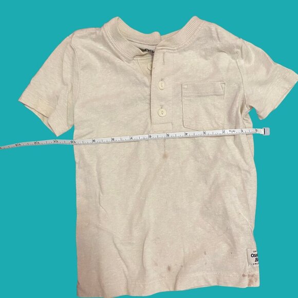 OshKosh B’gosh Toddler Boys Beige Henley Short Sleeve Tee (Size 2T) - Picture 4 of 7